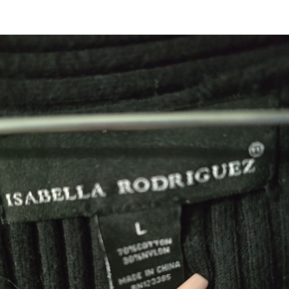 Isbella Rodriguez Ladies  Black Ribbed Knit Sweater with Bow Detail‎ Sz L - Picture 2 of 3